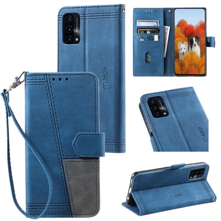 

For Motorola Moto G71 Splicing Leather Phone Case(Blue)