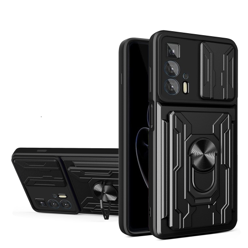 

For Motorola Edge 20 Pro Sliding Camshield TPU+PC Phone Case with Card Slot(Black)