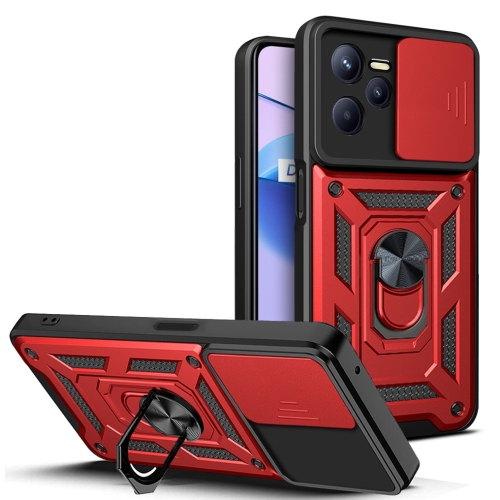 

For OPPO Realme C35 Sliding Camera Cover Design TPU+PC Phone Case(Red)