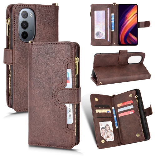 

For Motorola Edge 30/Edge 30 Pro/Edge+ 2022 Litchi Texture Zipper Leather Phone Case(Brown)