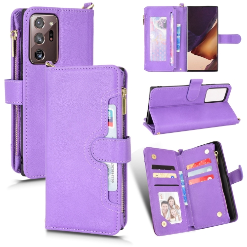 

For Samsung Galaxy Note20 Ultra Litchi Texture Zipper Leather Phone Case(Purple)