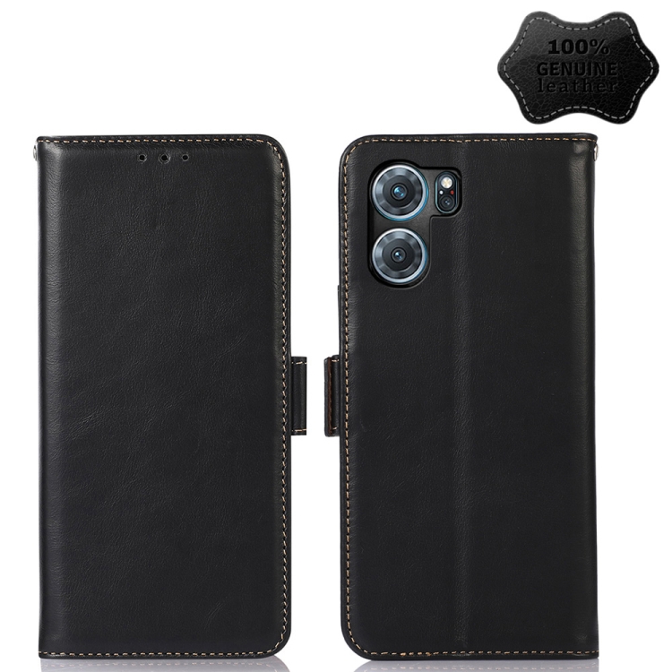 

For OPPO K10 5G Crazy Horse Top Layer Cowhide Leather Phone Case(Black)