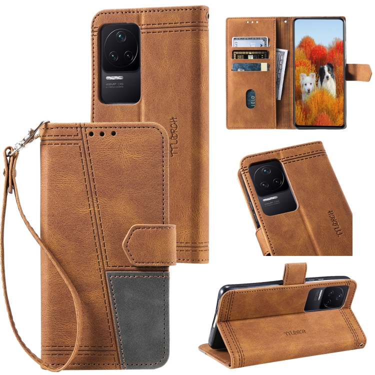 

For Xiaomi Redmi K40s Splicing Leather Phone Case(Brown)