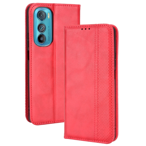 

For Motorola Edge 30 Magnetic Buckle Retro Texture Leather Phone Case(Red)