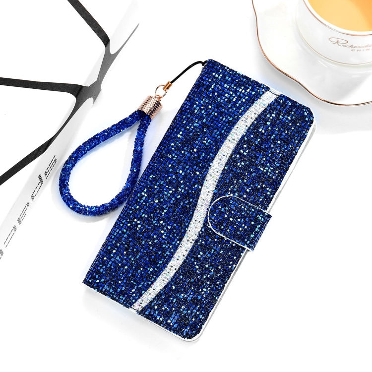 

For Samsung Galaxy A13 4G Glitter Powder Filp Leather Phone Case(Blue)