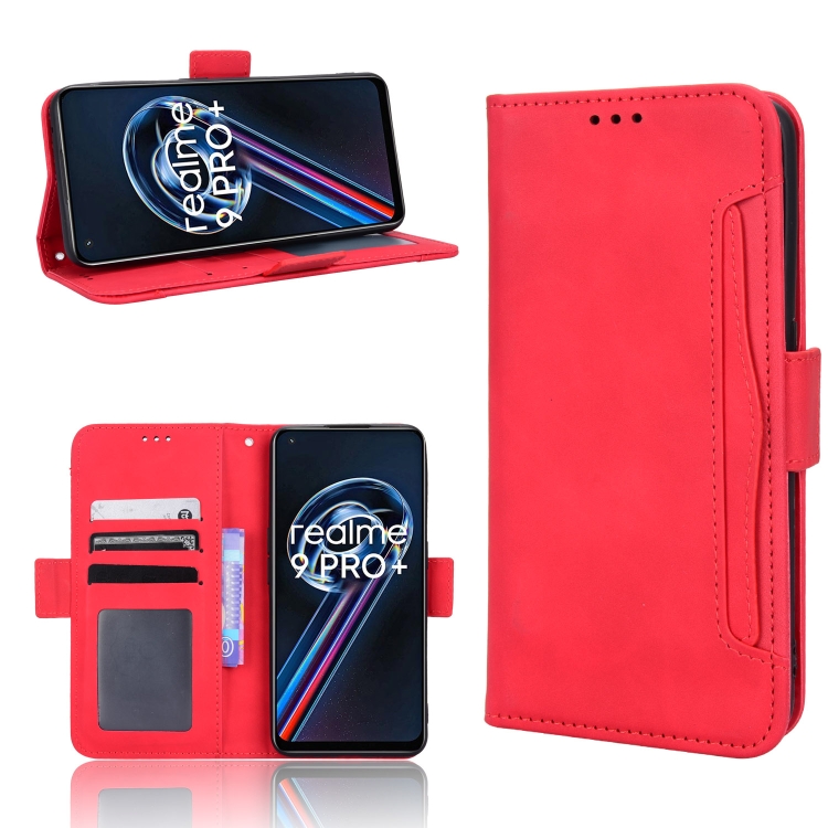 

For OPPO Realme 9 5G Global / 9 Pro Skin Feel Calf Texture Card Slots Leather Phone Case(Red)