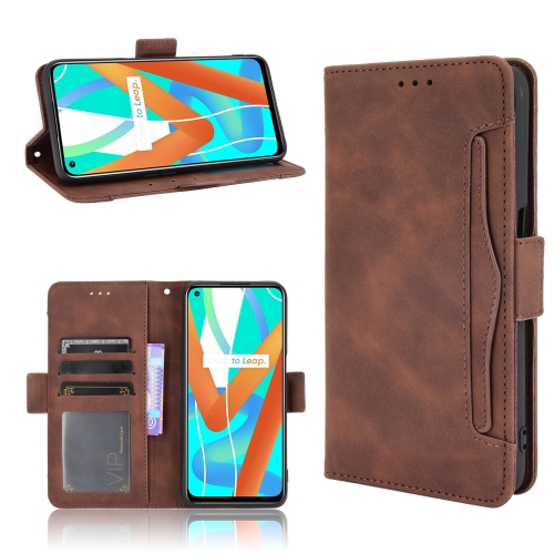 

For OPPO Realme 9 5G India / V13 5G / 8 5G Skin Feel Calf Texture Card Slots Leather Phone Case(Brown)