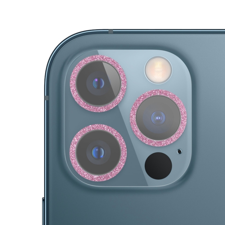 

For iPhone 12 Pro Glitter Ring Tempered Glass Camera Lens Film(Pink)