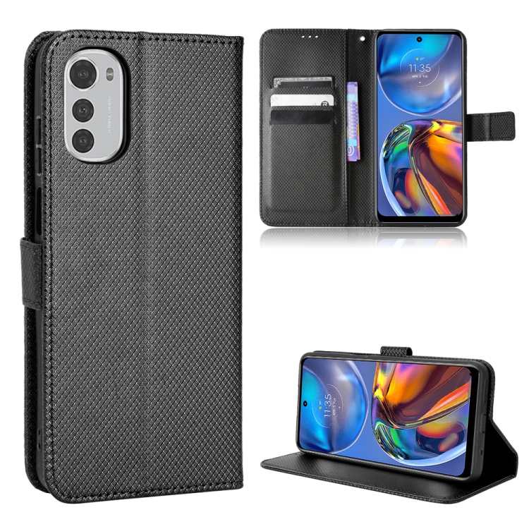 

For Motorola Moto E32 4G Diamond Texture Leather Phone Case(Black)