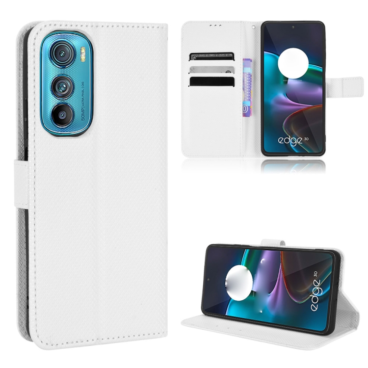 

For Motorola Edge 30 Diamond Texture Leather Phone Case(White)