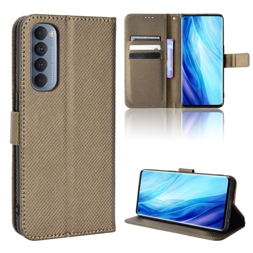 

For OPPO Reno4 Pro Global&India&Southeast Asia Diamond Texture Leather Phone Case(Brown)