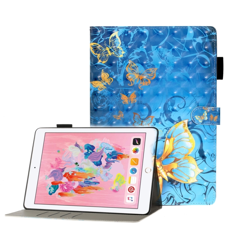 

3D Embossing Pattern Leather Tablet Case For iPad 10.2 2021 A2602(Blue Butterfly)