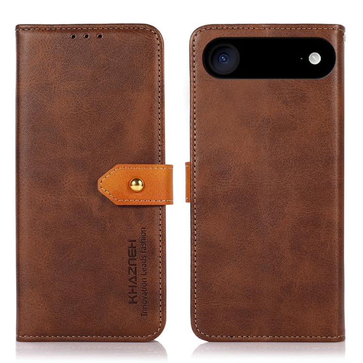 

For iPhone 17 Air KHAZNEH Dual-color Cowhide Texture Flip Leather Phone Case(Brown)