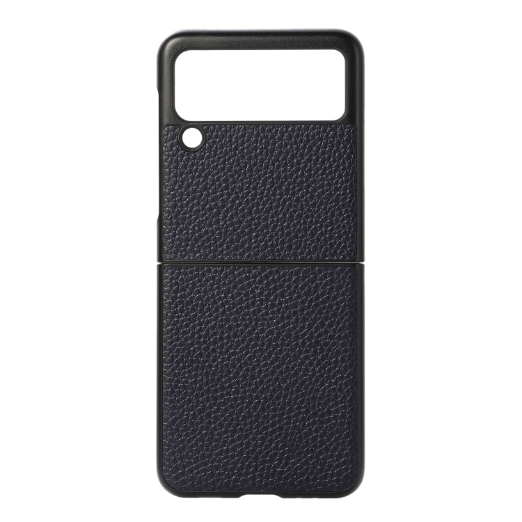 

For Samsung Galaxy Z Flip3 5G Genuine Leather Lychee Texture Phone Case(Blue)