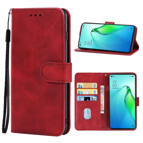 For OPPO Reno8 Leather Phone Case(Red)