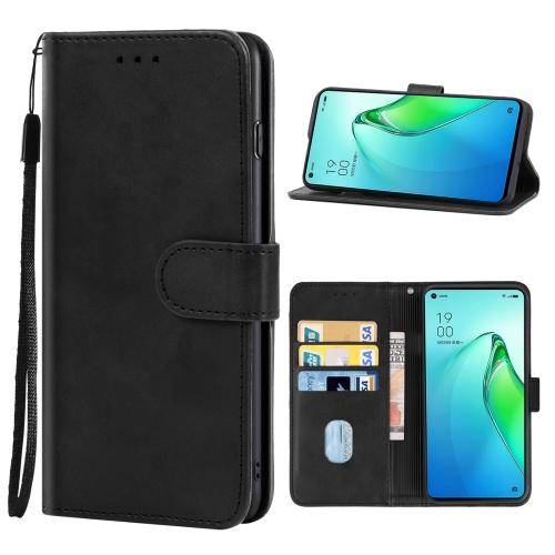 For OPPO Reno8 Leather Phone Case(Black)