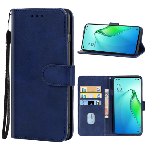 For OPPO Reno8 Leather Phone Case(Blue)