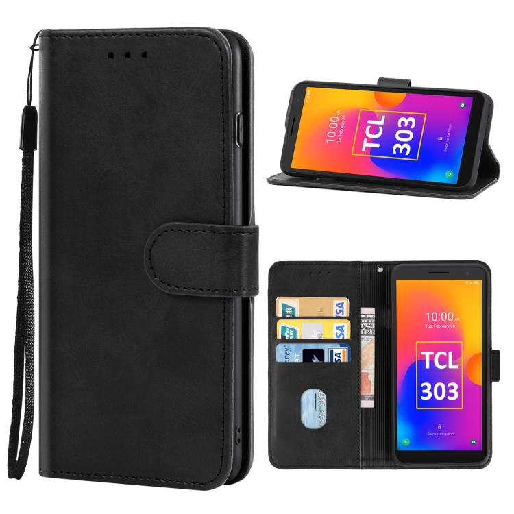 

For TCL 303 Leather Phone Case(Black)