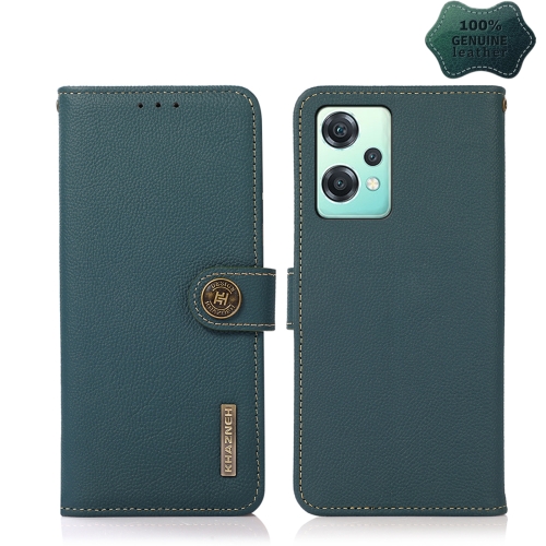 

For OnePlus Nord CE 2 Lite 5G KHAZNEH Custer Genuine Leather RFID Phone Case(Green)