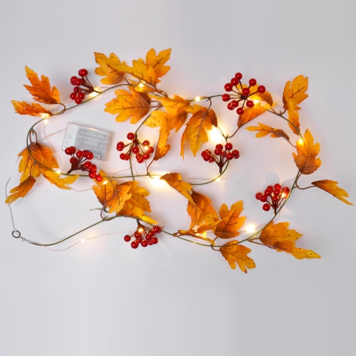 

2m 10 Lights LED Decorative Light String, Style:Rhombus Leaf + Red Fruit