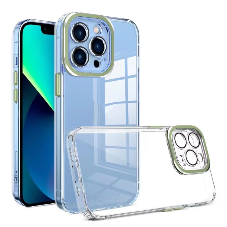 

TPU + Acrylic Transparent Phone Case with Lens Film For iPhone 13 Pro(Matcha Green)