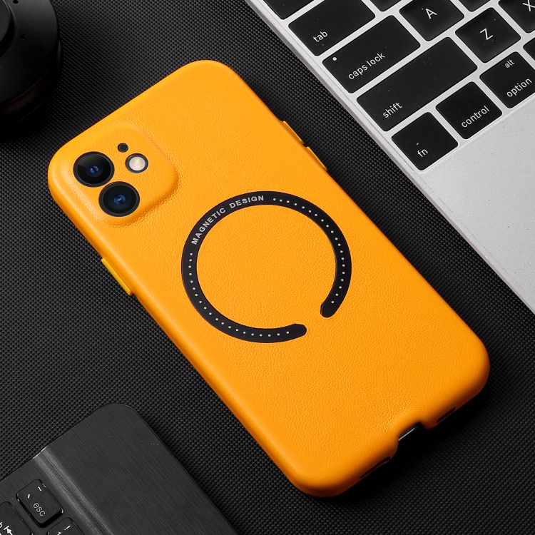 

Magsafe Magnetic Leather Phone Case For iPhone 13 Pro(Yellow)