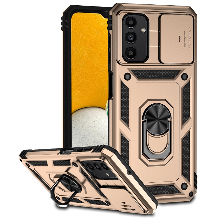 

For Samsung Galaxy A13 4G Sliding Camshield Holder Phone Case(Gold)
