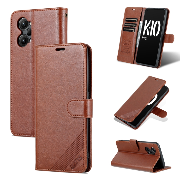 

For OPPO K10 Pro AZNS Sheepskin Texture Flip Leather Phone Case(Brown)