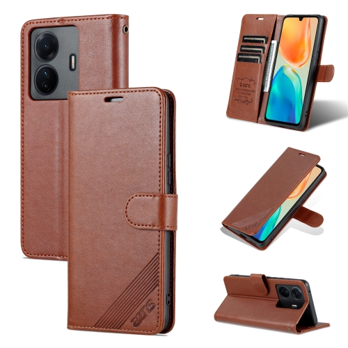 

For vivo S15e AZNS Sheepskin Texture Flip Leather Phone Case(Brown)