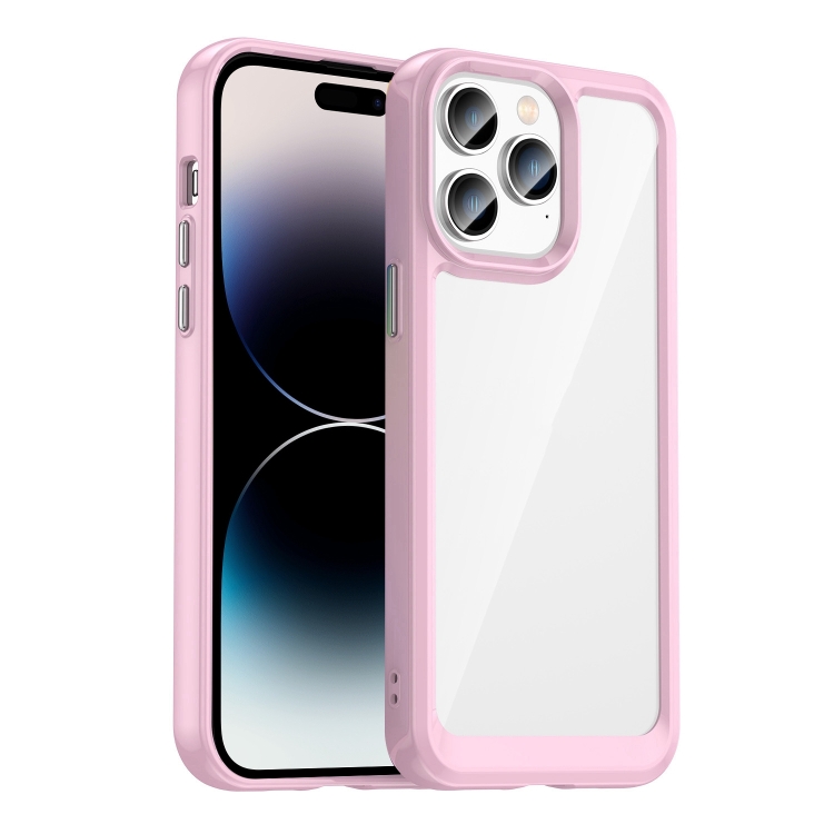 

For iPhone 14 Pro Max Colorful Series Acrylic + TPU Phone Case (Pink)