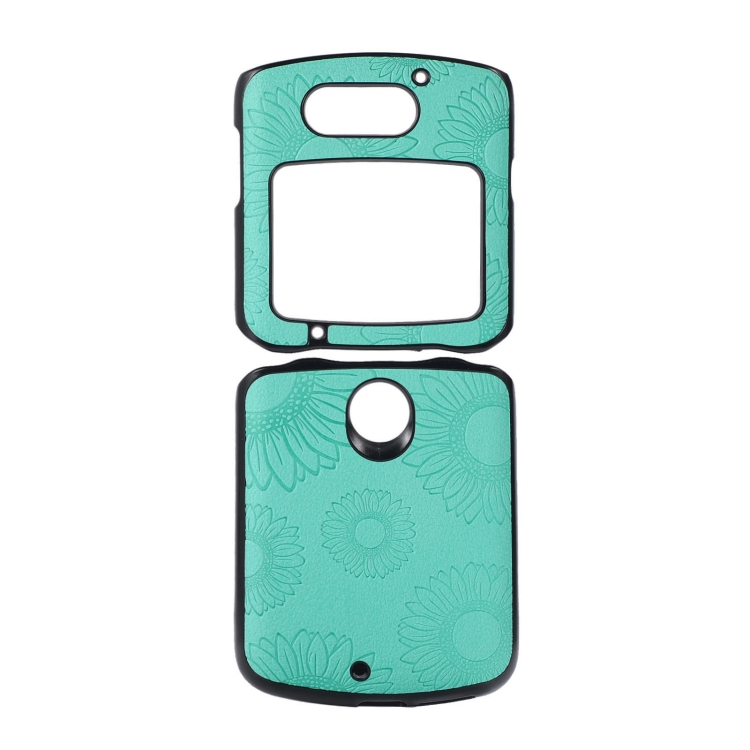 

For Motorola Razr 5G Sunflower Pattern PU+TPU+PC Shockproof Phone Case(Baby Blue)