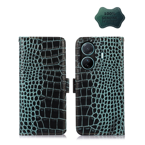 

For vivo S15e Crocodile Top Layer Cowhide Leather Phone Case(Green)