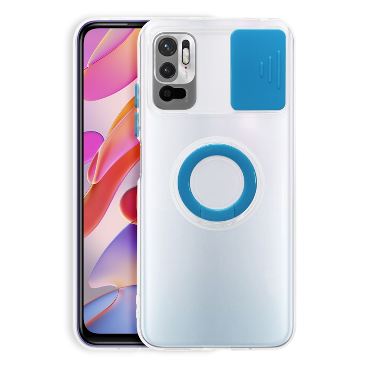 

For Xiaomi Redmi Note 10 5G Sliding Camshield Ring Holder TPU Phone Case(Blue)