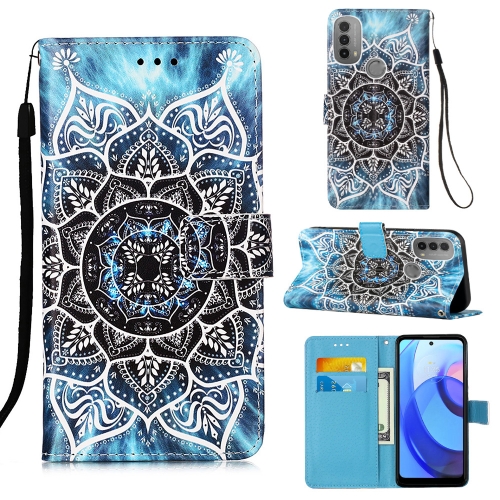 

For Motorola Moto E20 / E30 / E40 Colored Drawing Plain Weave Leather Phone Case(Undersea Mandala)