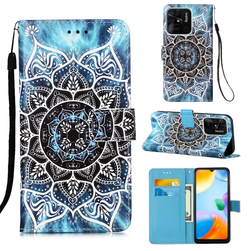 

For Xiaomi Redmi 10C 4G Global/10 India Colored Drawing Plain Weave Leather Phone Case(Undersea Mandala)