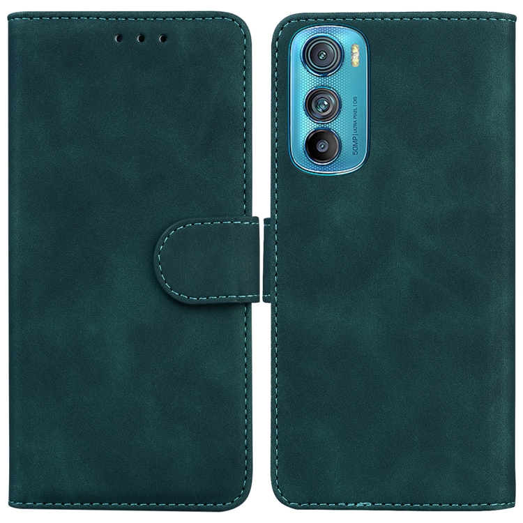 

For Motorola Edge 30 Skin Feel Pure Color Flip Leather Phone Case(Green)