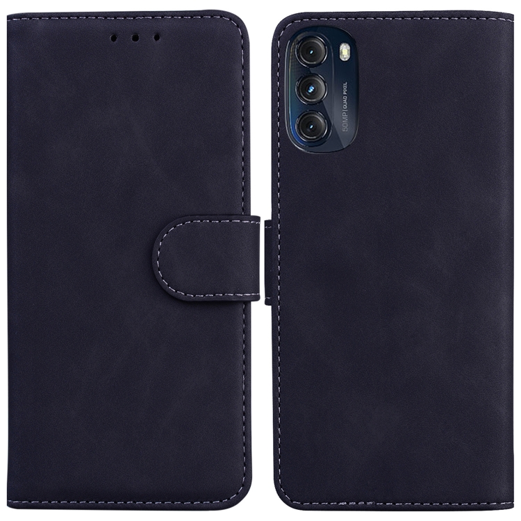 

For Motorola Moto G 2022 Skin Feel Pure Color Flip Leather Phone Case(Black)