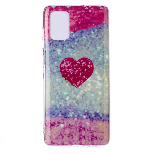 

For Galaxy A71 Coloured Drawing Pattern IMD Workmanship Soft TPU Protective Case(Red Heart)