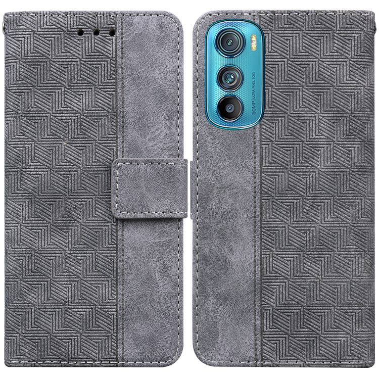 

For Motorola Edge 30 Geometric Embossed Leather Phone Case(Grey)