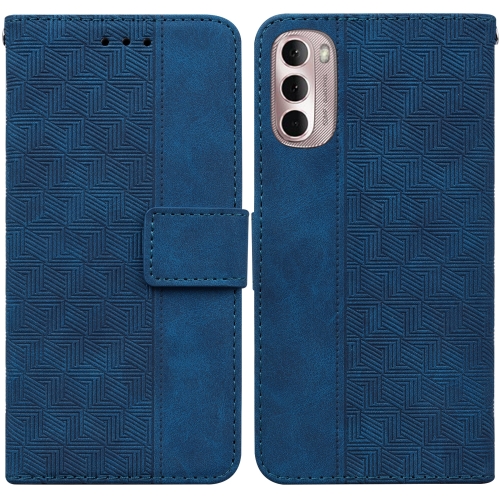 

For Motorola Moto G Stylus 4G 2022 Geometric Embossed Leather Phone Case(Blue)