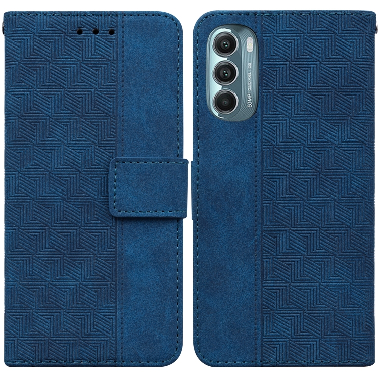 

For Motorola Moto G Stylus 5G 2022 Geometric Embossed Leather Phone Case(Blue)