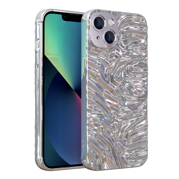 

Wave Electroplating TPU Phone Case For iPhone 13(Glossy Silver)