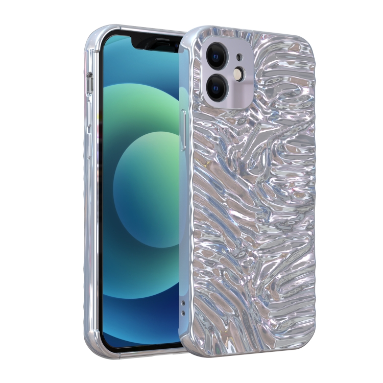 

Wave Electroplating TPU Phone Case For iPhone 12(Glossy Silver)