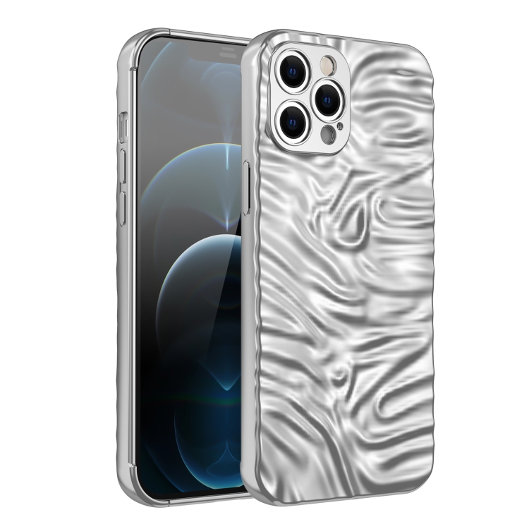 

Wave Electroplating TPU Phone Case For iPhone 12 Pro(Matte Silver)