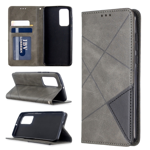 

For Huawei P40 Rhombus Texture Horizontal Flip Magnetic Leather Case with Holder & Card Slots & Wallet(Grey)