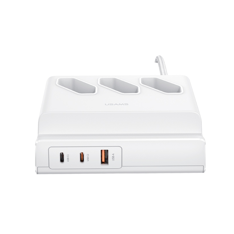 

USAMS US-CC160 P1 65W 6 In 1 Super Silicon Fast Charging USB Extension Socket , EU Plug(White)