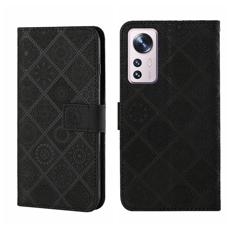 

For Xiaomi 12 Lite Ethnic Style Embossed Pattern Leather Phone Case(Black)