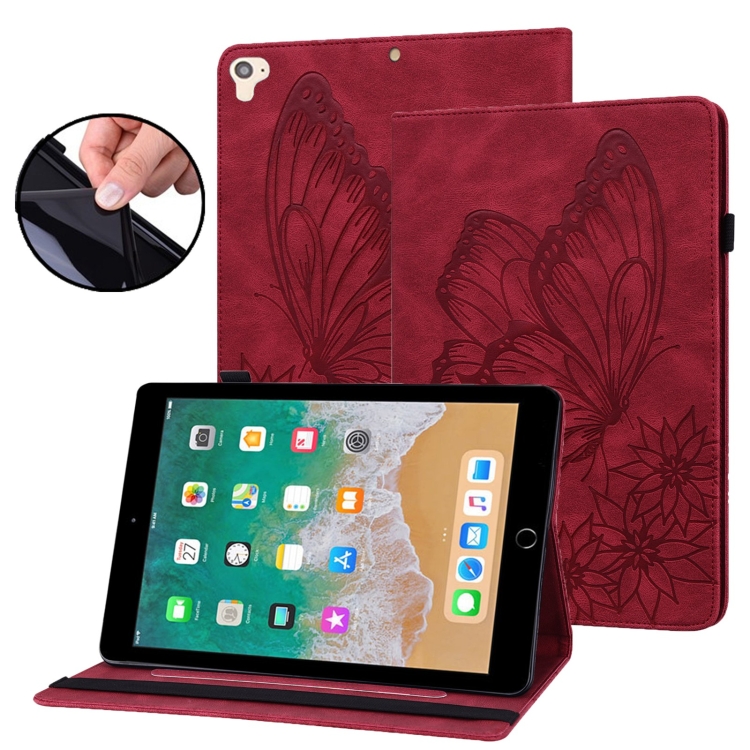 

Big Butterfly Embossed Smart Leather Tablet Case For iPad Air 2 / 9.7 2018&2017(Red)