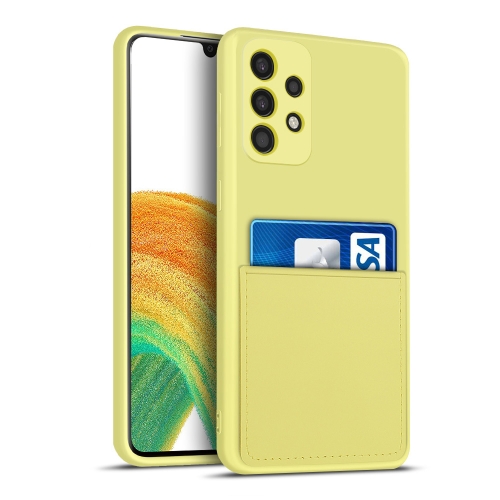 

For Samsung Galaxy A33 5G Liquid Silicone Skin Feel Shockproof Phone Case with Card Slot(Yellow)