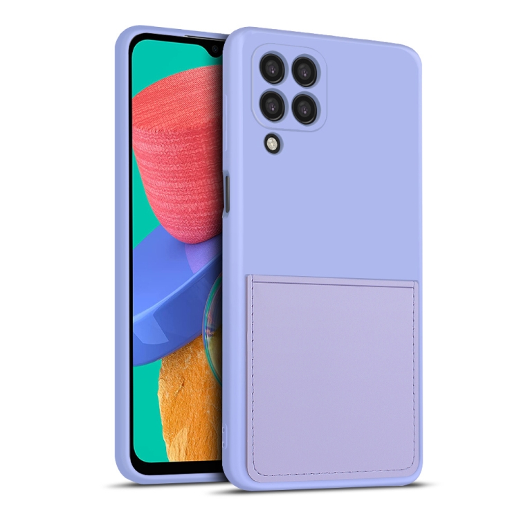 

For Samsung Galaxy M33 5G Liquid Silicone Skin Feel Shockproof Phone Case with Card Slot(Light Purple)